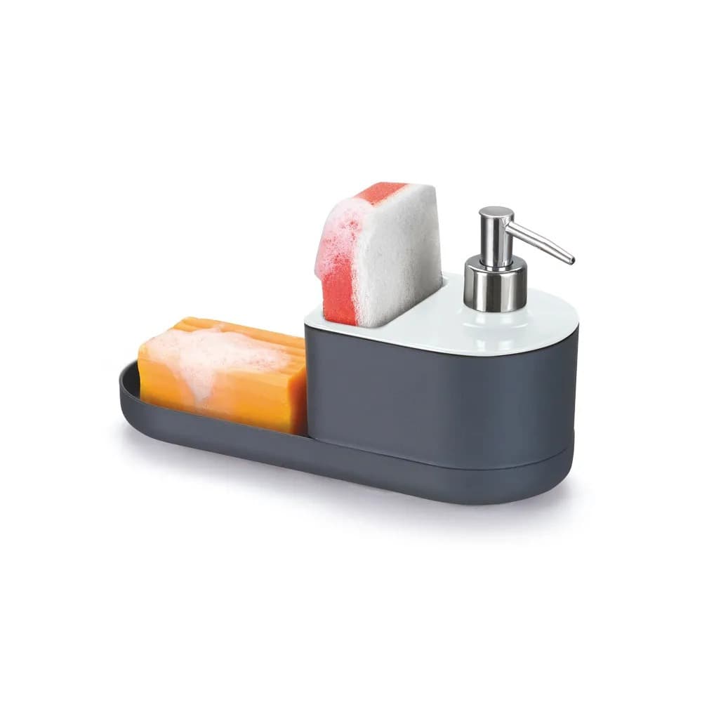 Dispenser Detergente Suporte Porta Bucha Esponja Sabao Pia Cozinha Lavanderia Cinza Arthi-5056