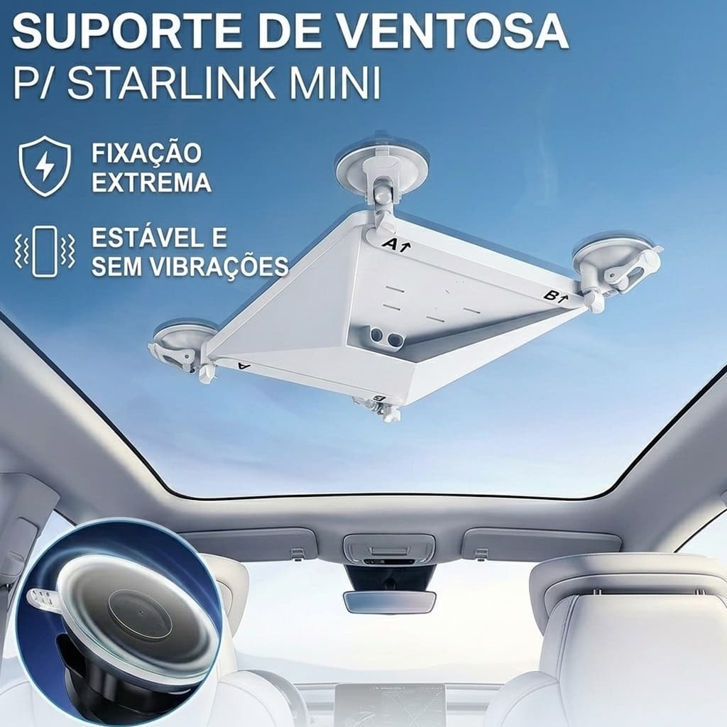 Suporte Ventosa Starlink Mini Antena Carro Barco Teto Externo Navegação GPS Estável RV Caminhão