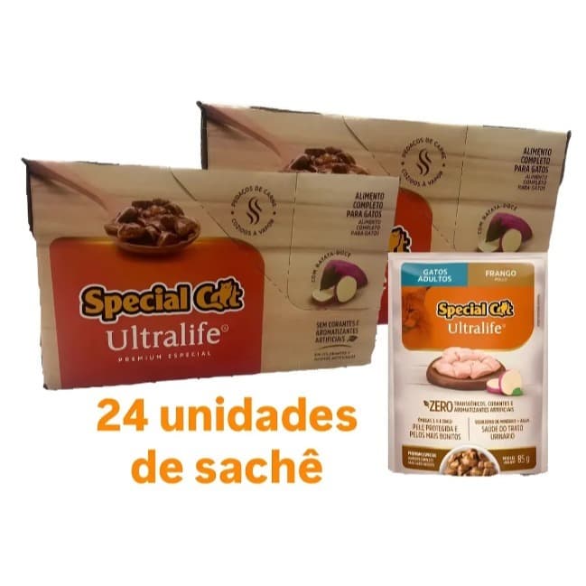 Kit Sachês Special Cat Adulto Frango 85g 2 Caixas C/12 unidades Cada