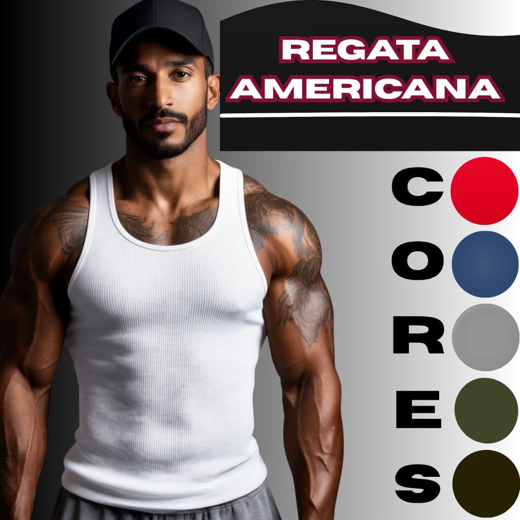 Camiseta Regata Americana Algodão Com Elastano Premium Academia Treino
