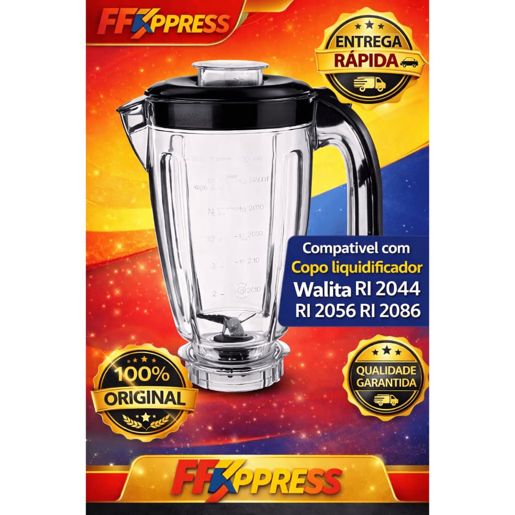 Copo liquidificador Walita RI 2044 RI 2056 RI 2086 Com faca Fixa