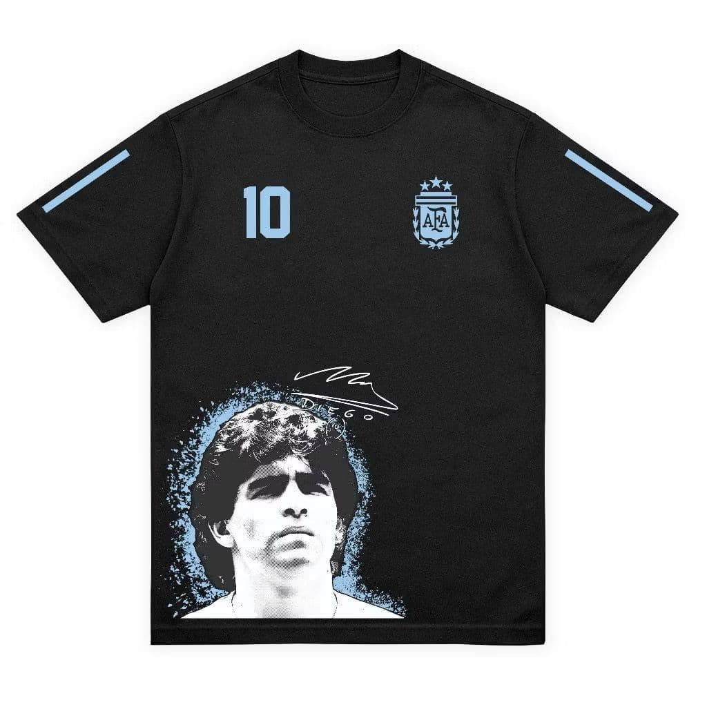Camiseta Oversized Algodão Personalizada Maradona Ídolo Argentino Camisa Estampada Futebol Copa