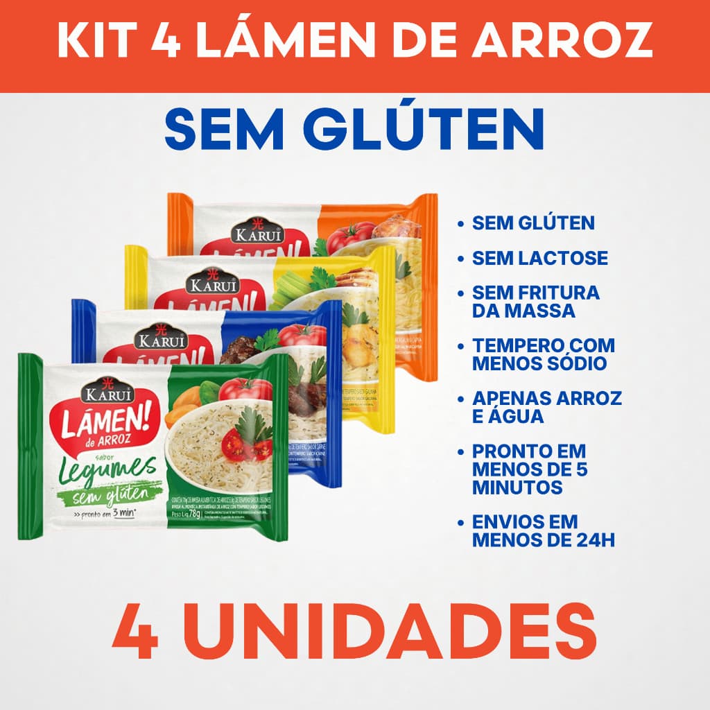 Kit 4 Lámen de Arroz Karui  - Macarrão Instantâneo Sem Glúten - Sem Lactose - Saudável Para Celíacos