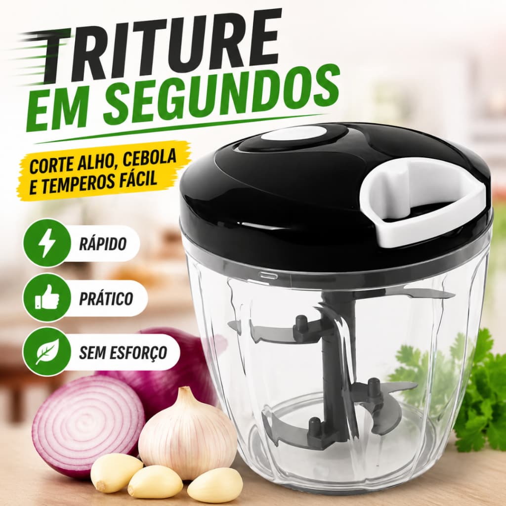 Triturador Manual de Alimentos Profissional Pica Alho Cebola Temperos Legumes Cortador Cozinha Rápido Prático Multiuso