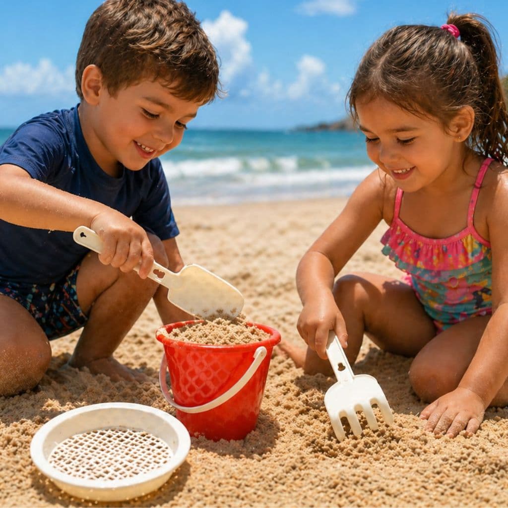 Brinquedo de Praia Infantil Baldinho Lembrancinha Aniversario 1 Balde com 3 Acessórios