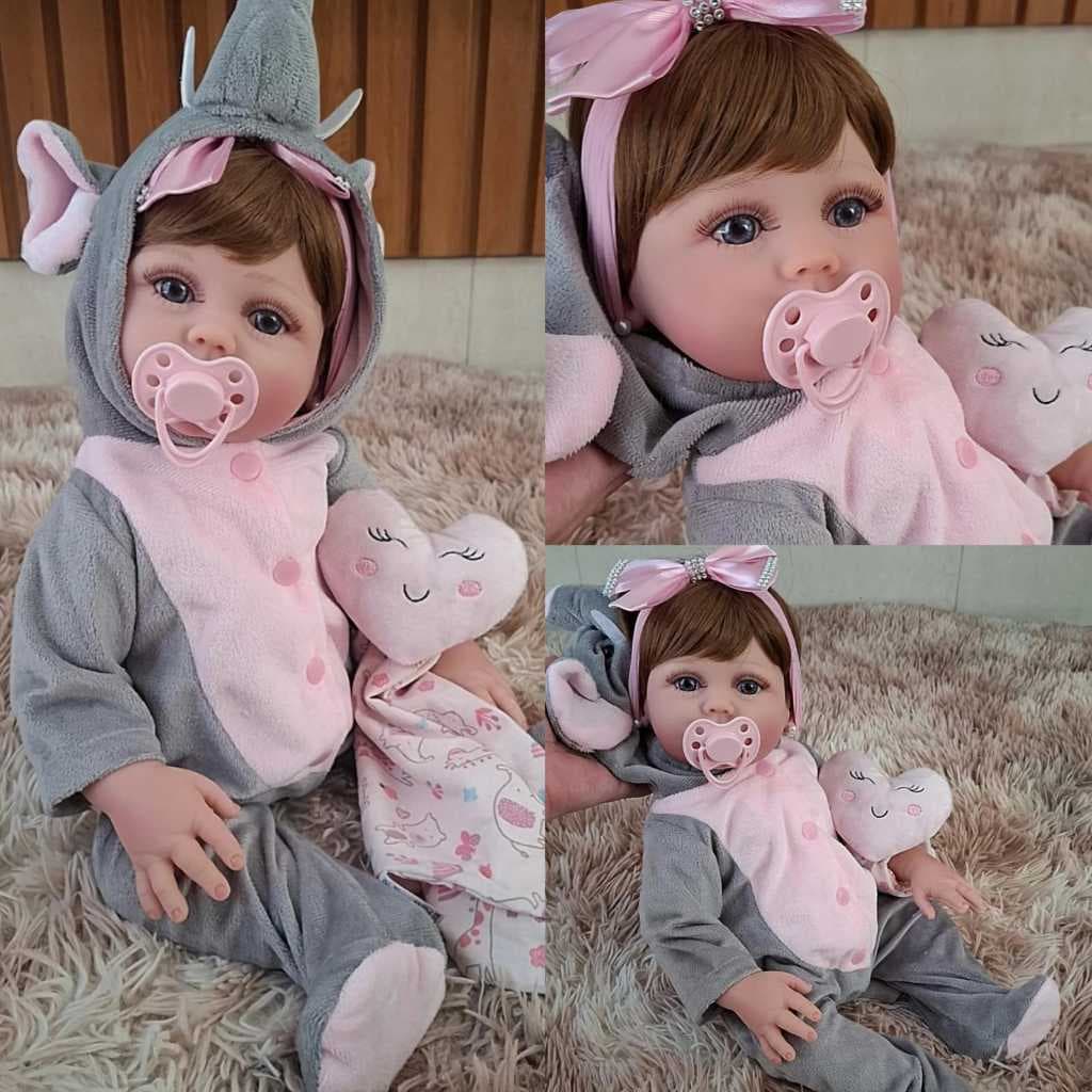 Bebe Reborn Original Pode Dar Banho 48cm Silicone