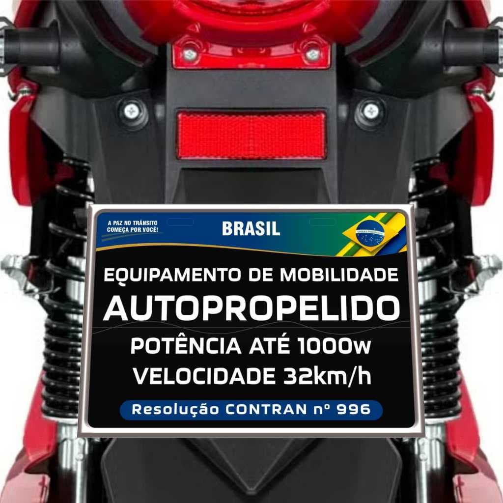 Placa Scooter Motinha Bike Elétrica 20x14cm - Black New 2026