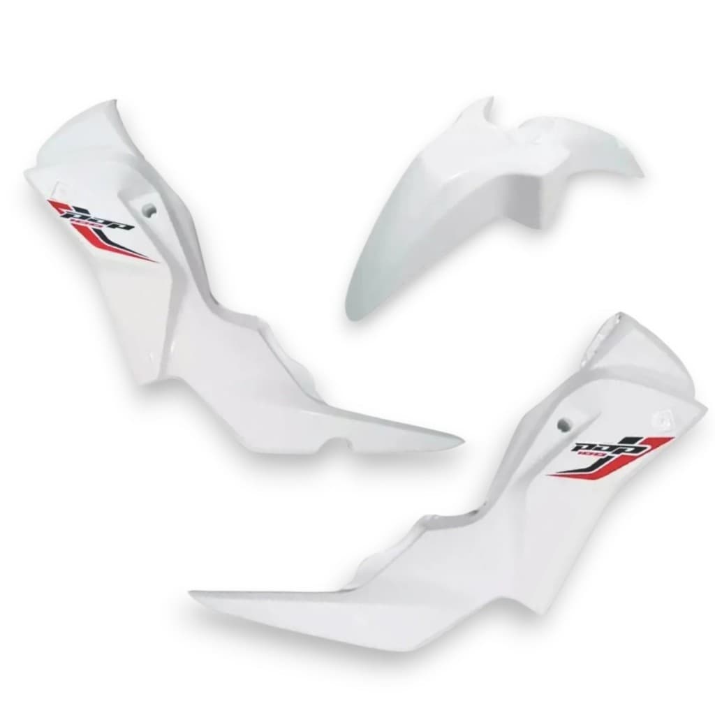 Kit Carenagem Lateral Pop 100 2013 A 2015 Branco Adesivado Original Paramotos
