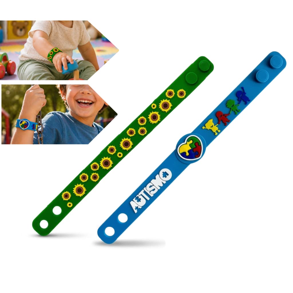 Pulseira Identificação Doença Oculta Autismo Tea TDH Fibromialgia Silicone Ajustável Infantil