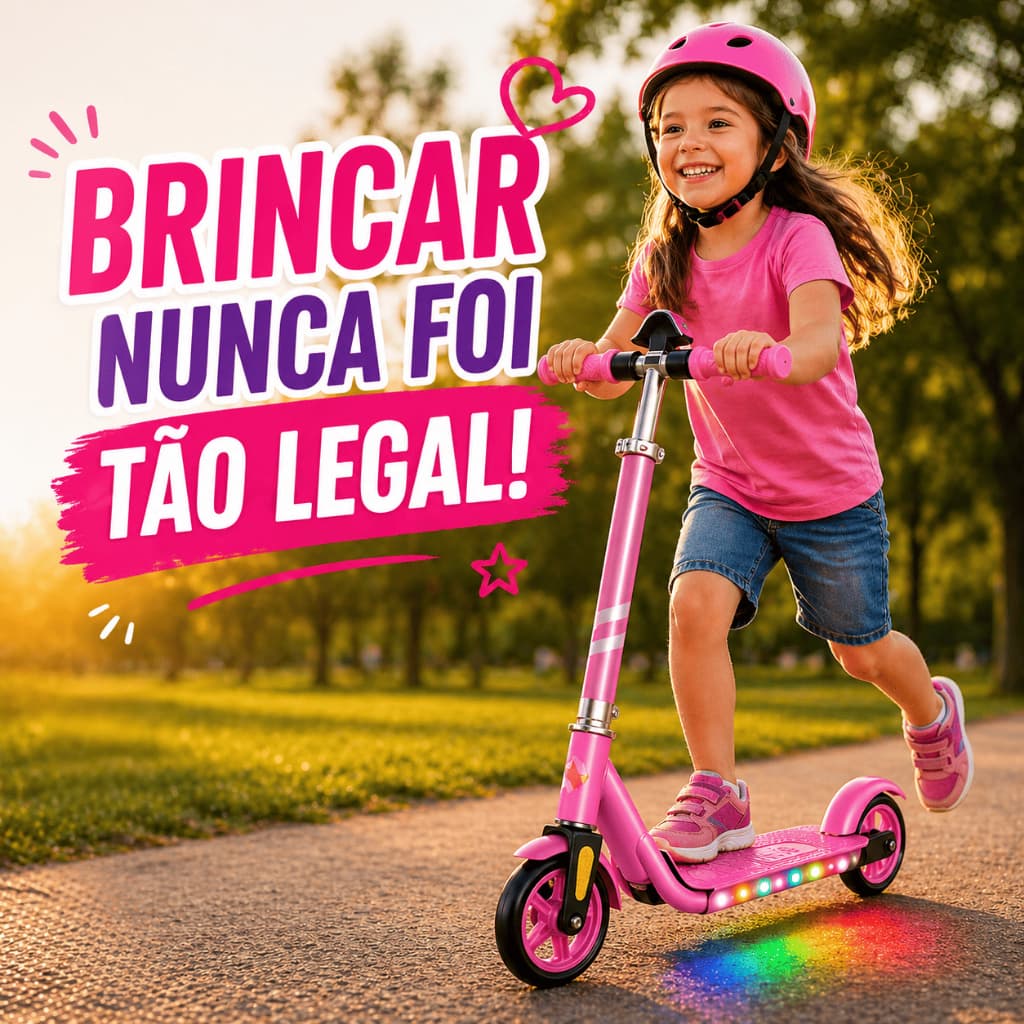 Patinete Eletrico Infantil Rosa Scooter