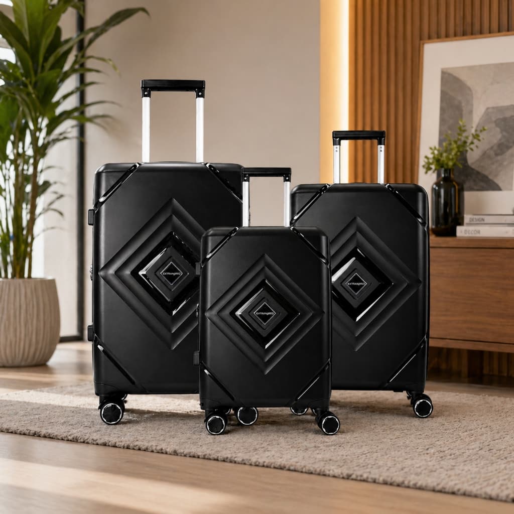 Kit 3 Malas Viagem P/M/G | Rodas Dupla 360° Polipropileno Cadeado Trava | Segurança Rígida