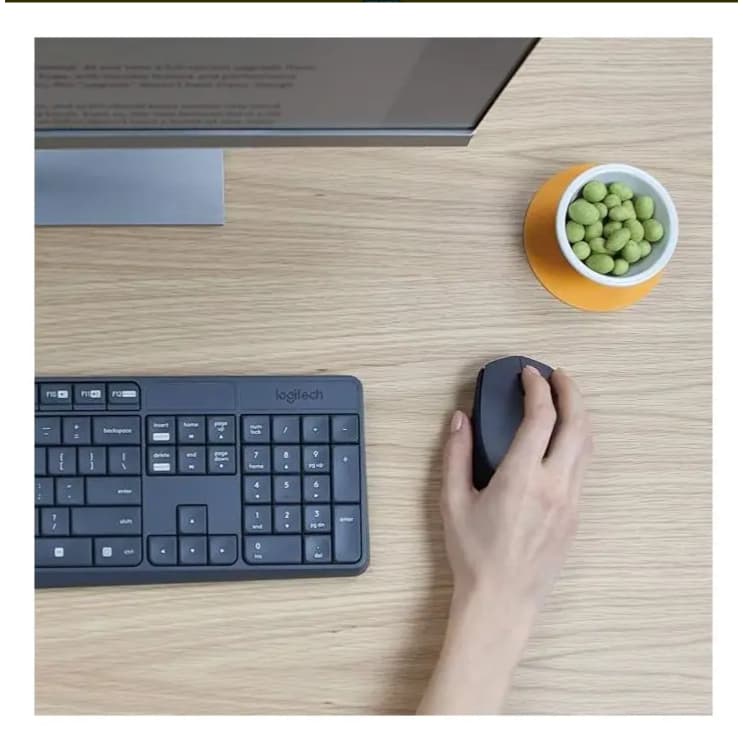 Kit de teclado e mouse sem fio Logitech MK235 teclado grafite e mouse preto