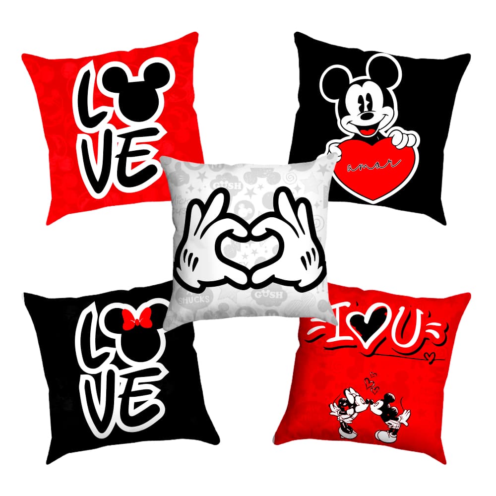 Mini Almofadas Dia Dos Namorados Mickey E Minnie - Almofada Decorativa Para Cesta 20x20cm