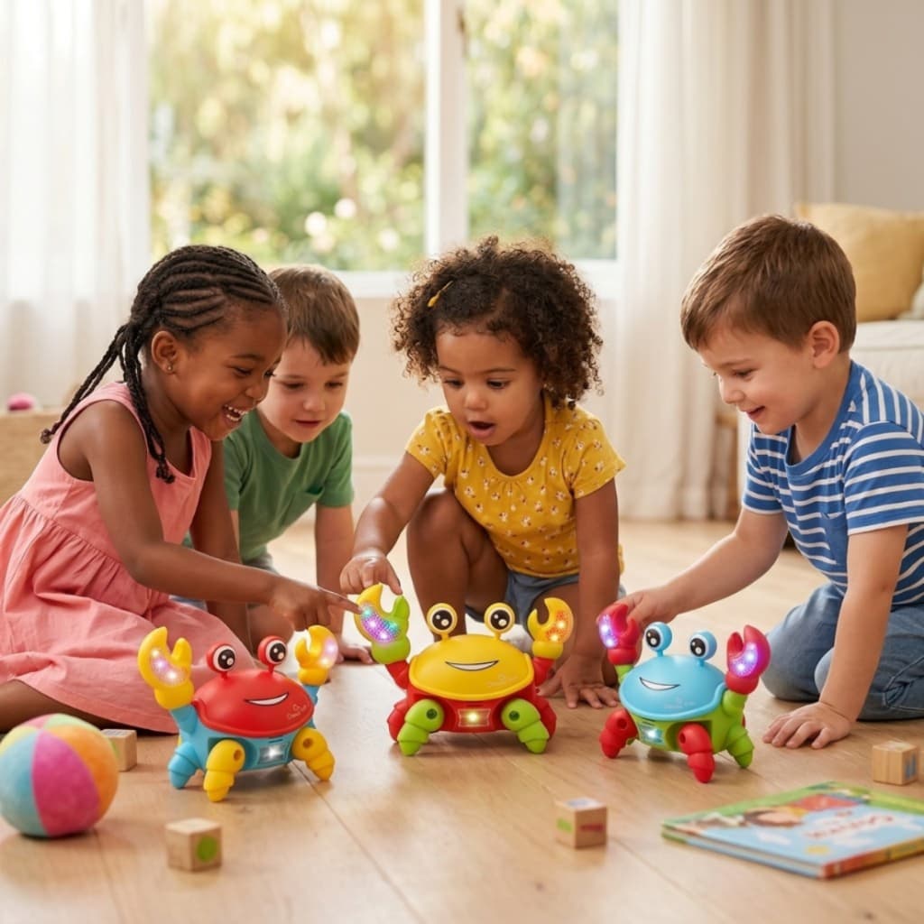 Brinquedo Caranguejo Fujão Anda De Lado Interativo Menino Menina Presente Infantil Educativo Criança
