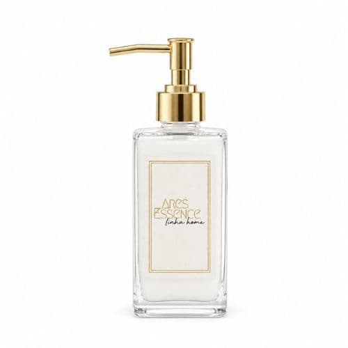 Saboneteira de Vidro Square Luxo Dispenser para Sabonete Líquido Banheiro Ares Essence