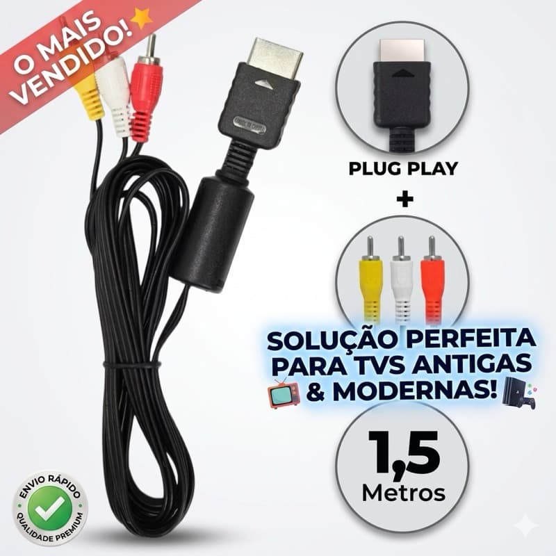 Cabo RCA Compatível PS2 Playstation 2 Audio E Video