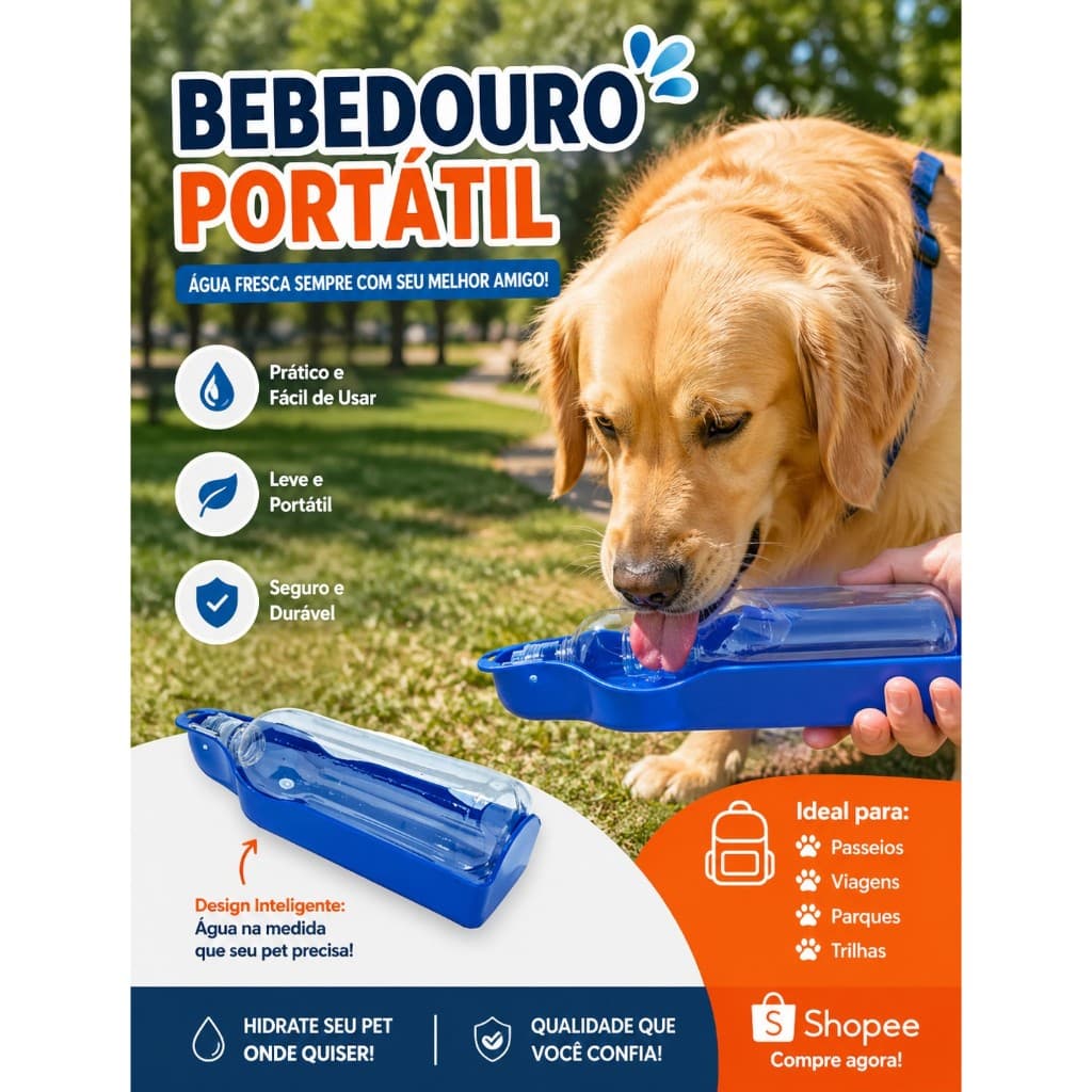 Bebedouro Portátil Garrafa Pet Cães Gatos Viagem Pet Drink