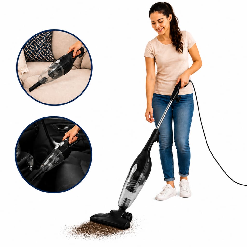 Aspirador de Pó 2 em 1 Vertical Portátil Com Fio 220V Limpeza Rápida e Prática