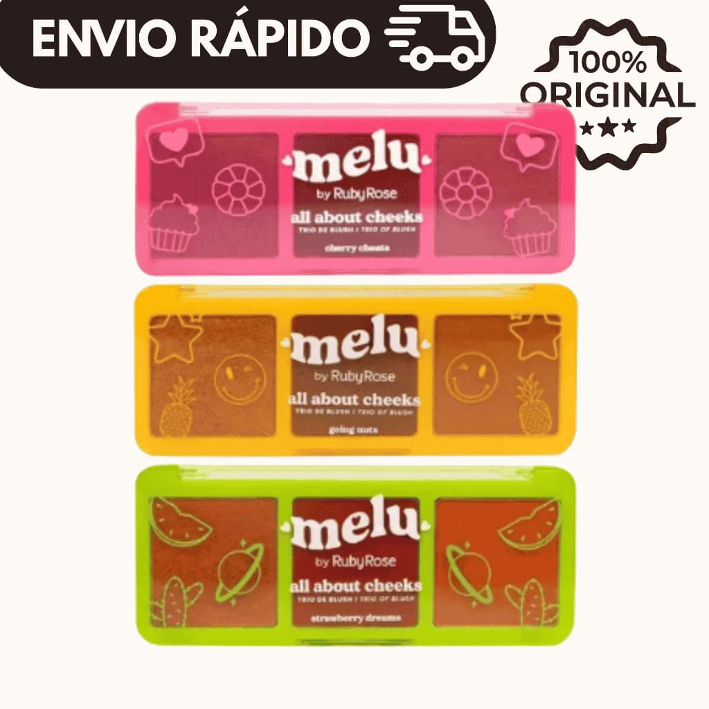 Paleta Trio de Blush Melu Ruby Rose RR-1000 – Matte e Cintilante