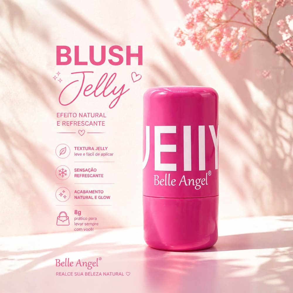 Blush Jelly Belle Angel Bastão Tint Gelatina Efeito Natural Alta Fixação e Fácil Aplicação