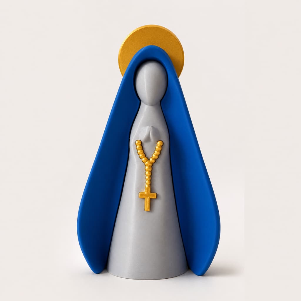 Imagem Nossa Senhora Aparecida de Presente de Fé  | Escultura Religiosa Católica Moderna | Enfeite de Mesa, Sala, Quarto