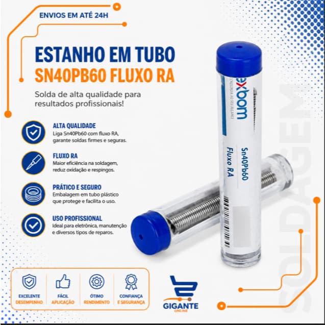 Estanho Em Fio Para Solda 40x60 1,0mm 10g Tubo
