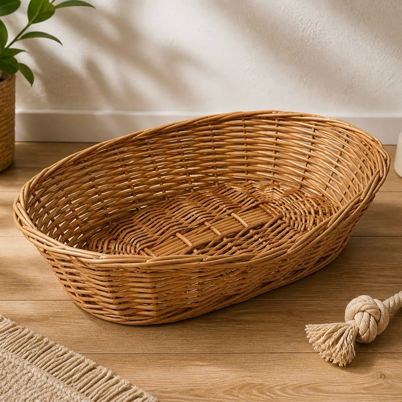 Cama de Gato e Cachorro 56x40x14 Pet Vime Natural Envernizado