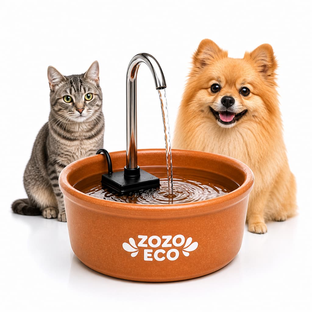 Fonte Bebedouro Pet Cerâmica 1,2L Bivolt Cães Gatos Filtro Carvão Zozo Eco