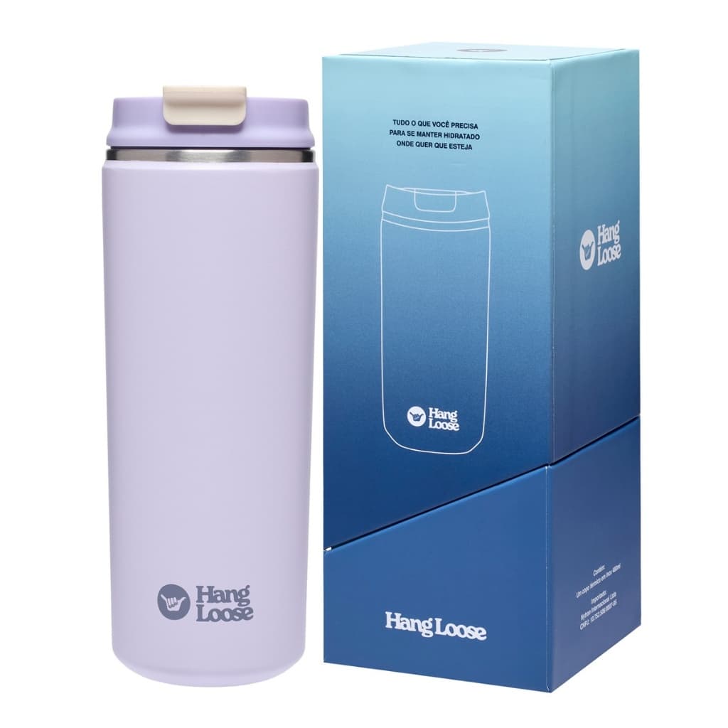Garrafa Térmica 480 ML Tampa Café Resistente Trabalho Hang Loose