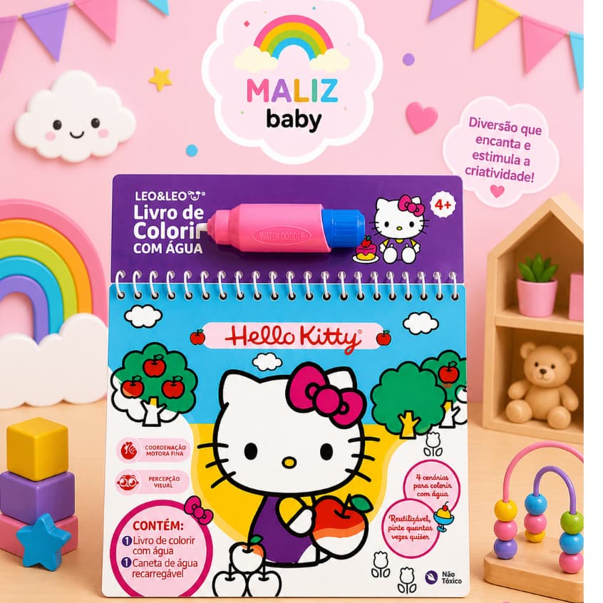 LIVRO DE COLORIR COM ÁGUA - HELLO KITTY