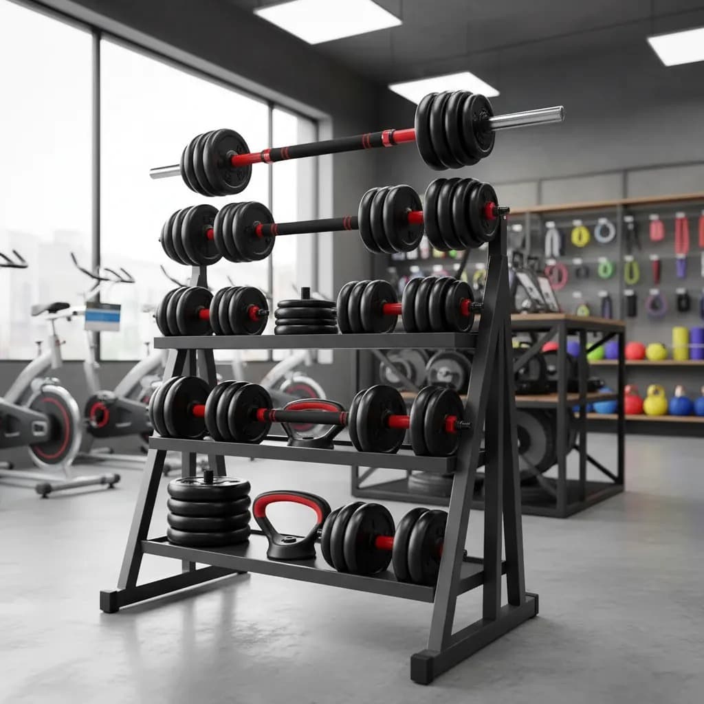 Kit Halteres Barra Anilhas 6 em 1 Musculação Kettlebell Ajustável Academia Até 30kg
