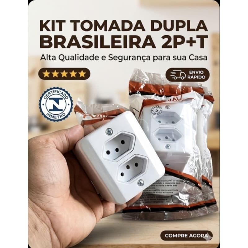 Tomada Dupla EXTERNA Sobrepor 10amp.