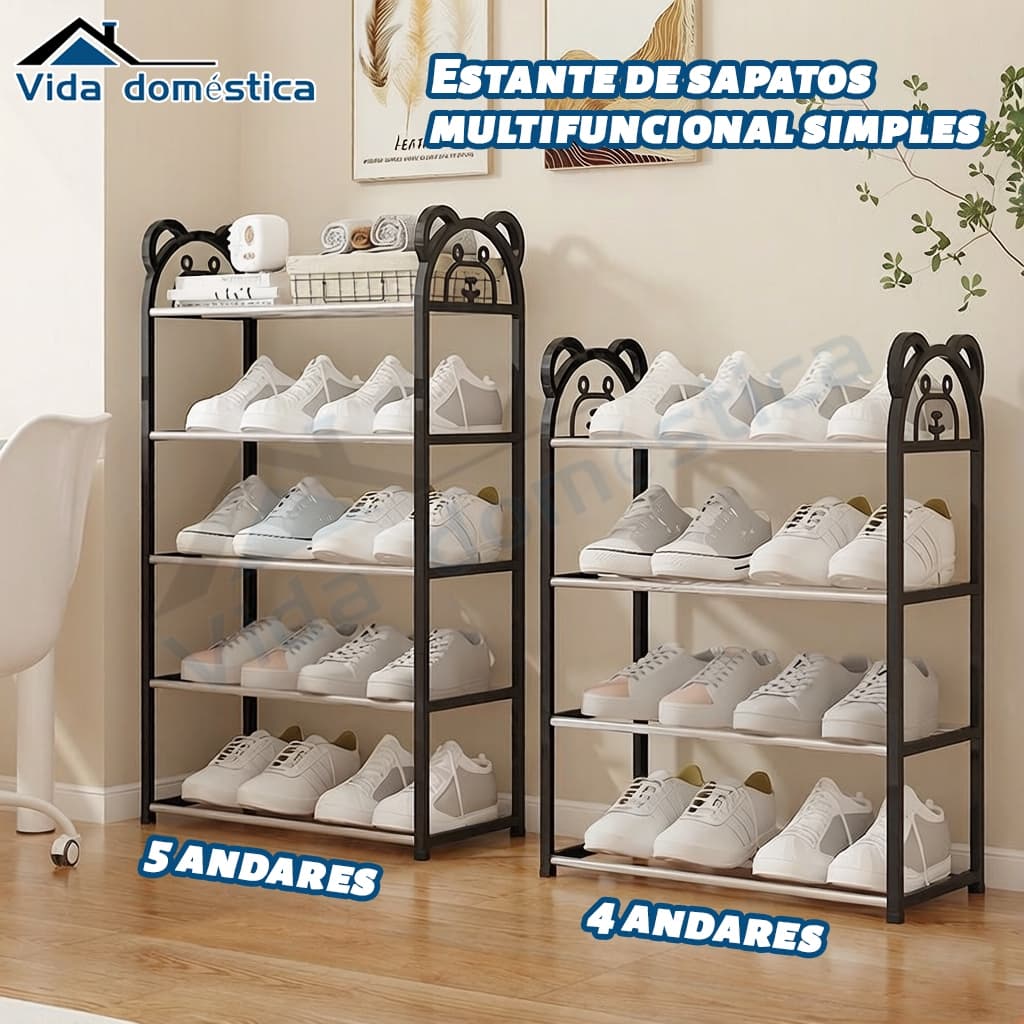 Sapateira 4/5 Andares Organizador De Sapatos Tenis 8 Pares Desmontavel Sapateira Hall De Entrada