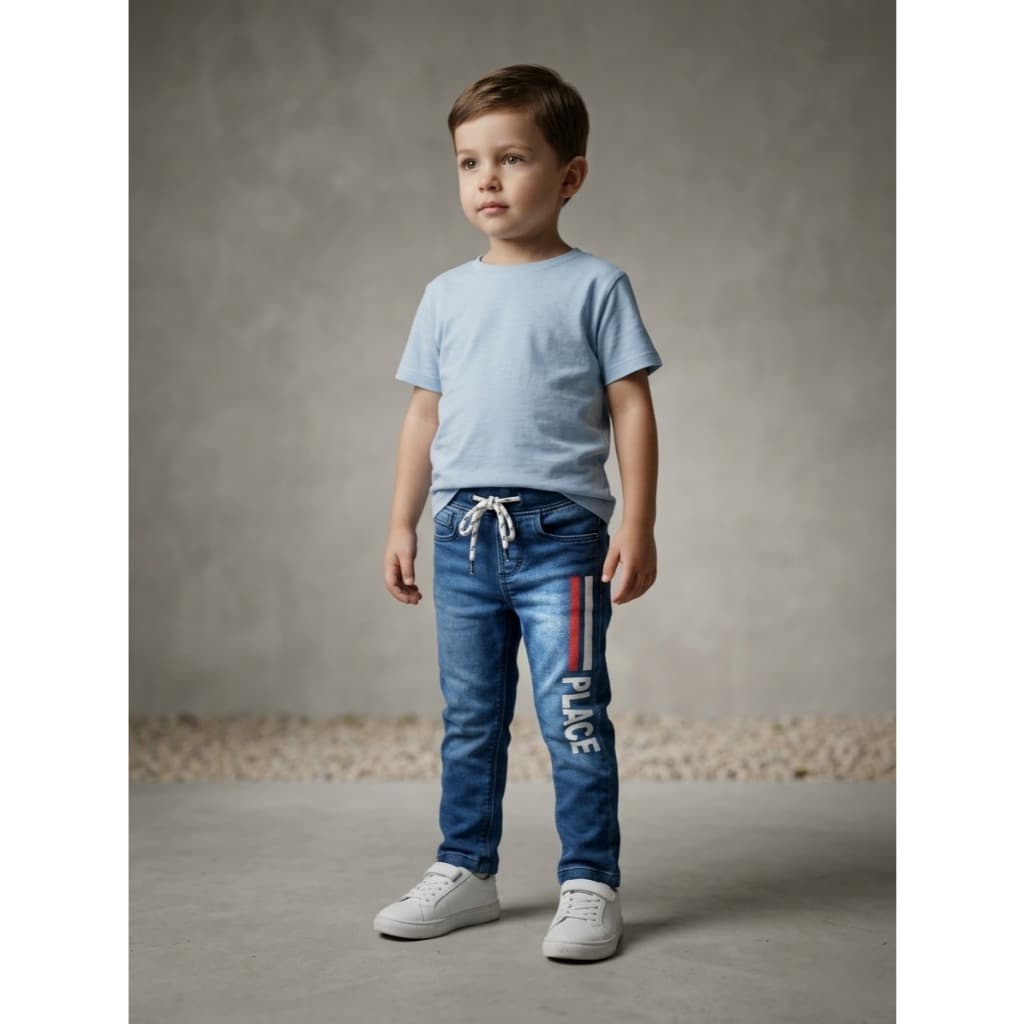 CALÇA JEANS BEBÊ MENINO 1/3 COM ESTAMPA