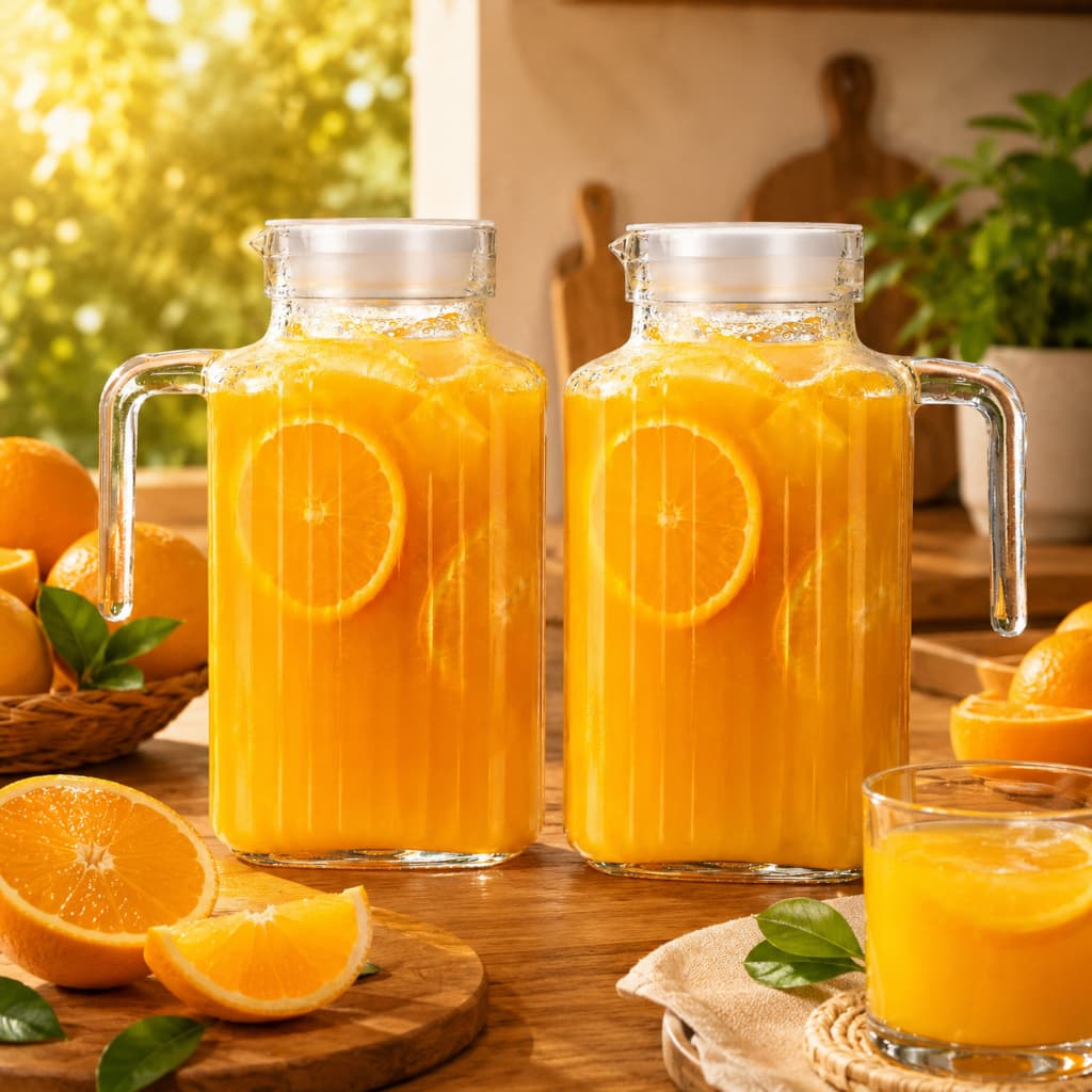 kit 2 Jarra De Vidro 1,5L Jarra Com Tampa Garrafa De Vidro Geladeira Suco Água Jarra Vidro 1500 ML