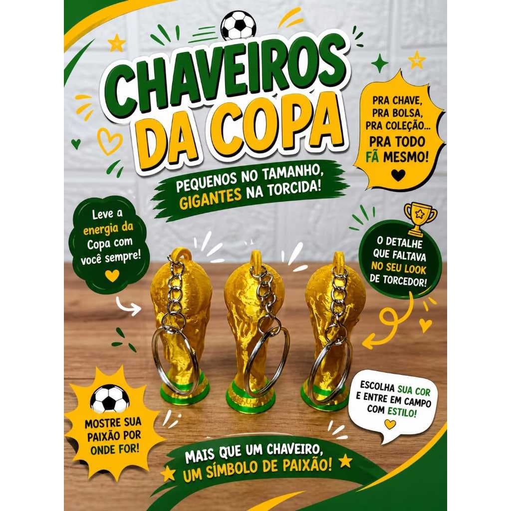 kit com 10 chaveiros taça copa