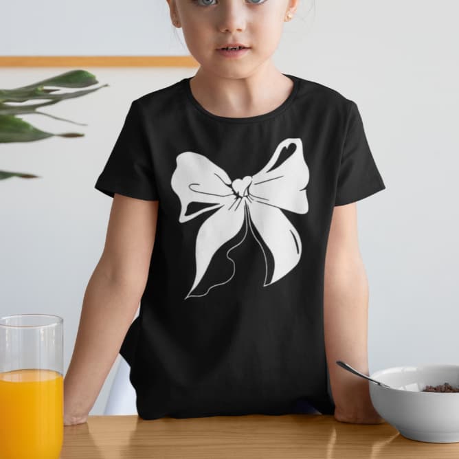 Camiseta Infantil Gola Redonda Estilo  Casual Colorida  Meninas E As Estações Do Ano Algodão Estampa De Laço