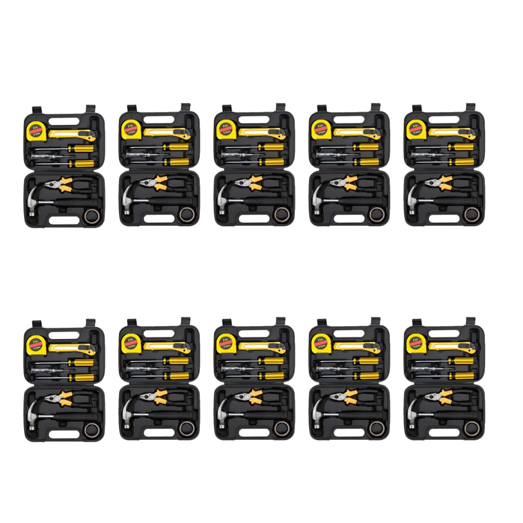 KIT 10 Maleta De Ferramentas Com 8 Peças Martelo Alicate Chaves Preto Blue Speed