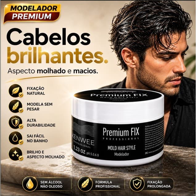 Pomada de Cabelos Mold Hair Style Premium Fix Kenwee 120g Brilho e Maciez (c/ Desconto no Atacado)