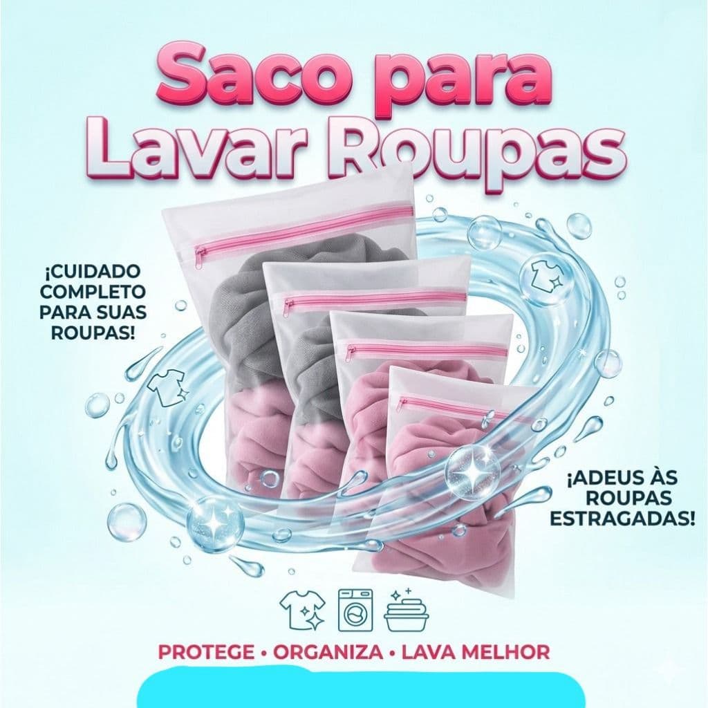 Kit Saco Lavar Roupa 30 x 40 e 40 x 50 Sacos para Lavadora Maquina Roupa Delicada Intima Tanquinho