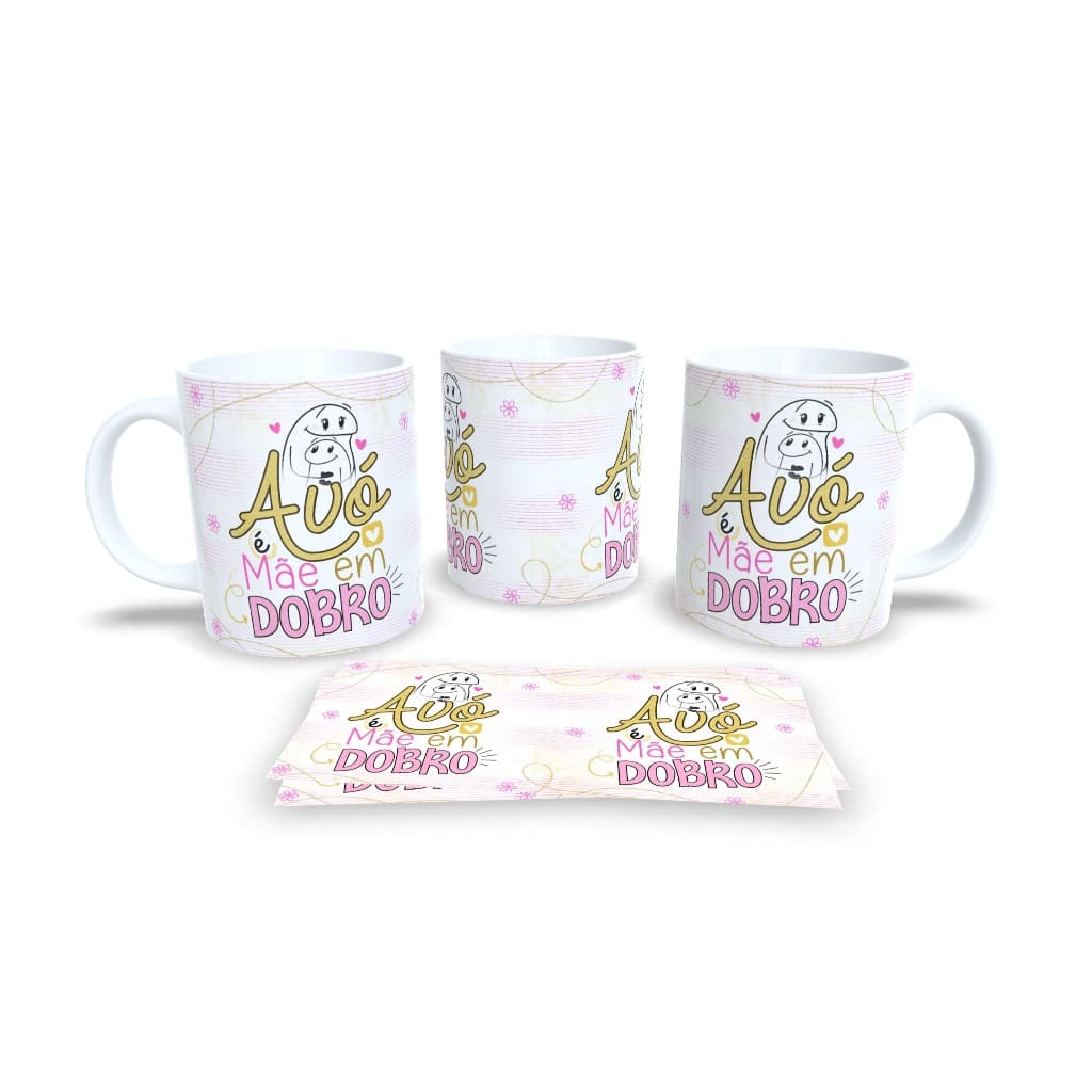 Caneca Sublimação Mãe / Avó + Chaveiro Coração Textura Tricô,  - Sara Presentes