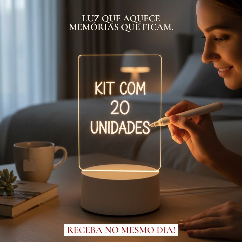 Kit 20 Luminárias Led Usb Tela para Escrever Presente Mãe Pai Namorado Lembrancinha Empresa Recepção