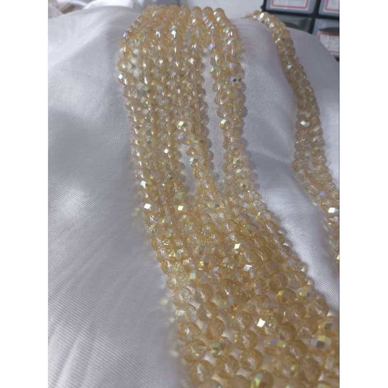 Fio de Cristal Douradas Brilhante Cristal Rondole Facetado 8mm fio com 60 unidades. Umbanda ou Candomblé