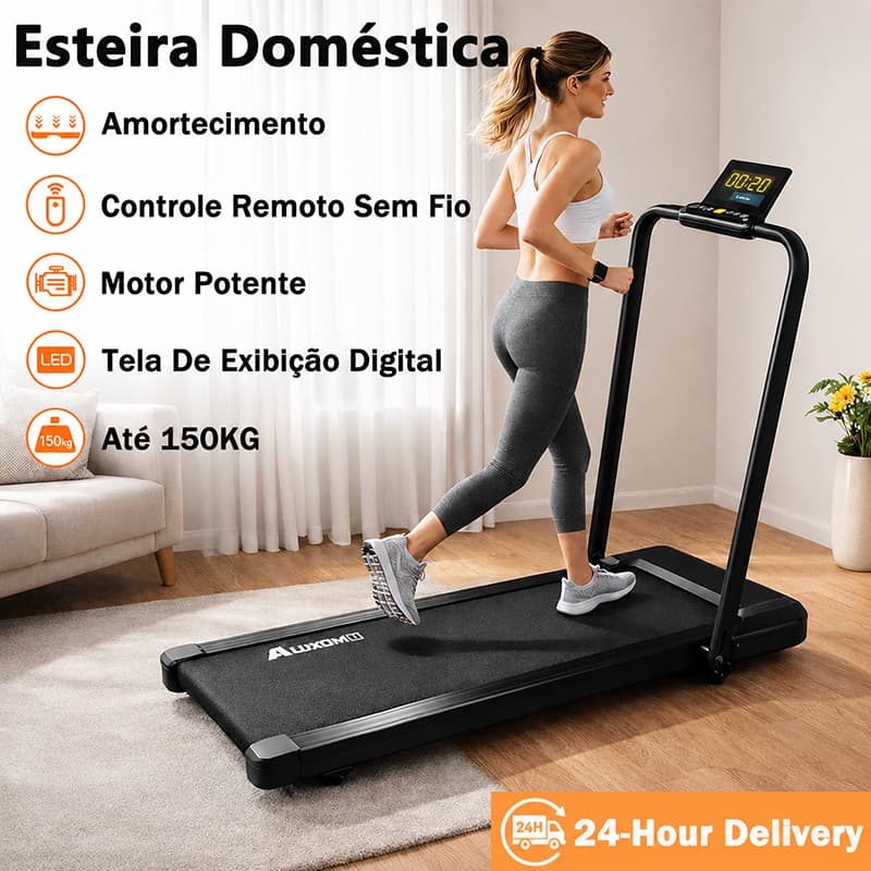 Esteira Doméstica Dobrável Tela de Exibição Digital LED Amortecimento E Silenciosa-Até 150kg