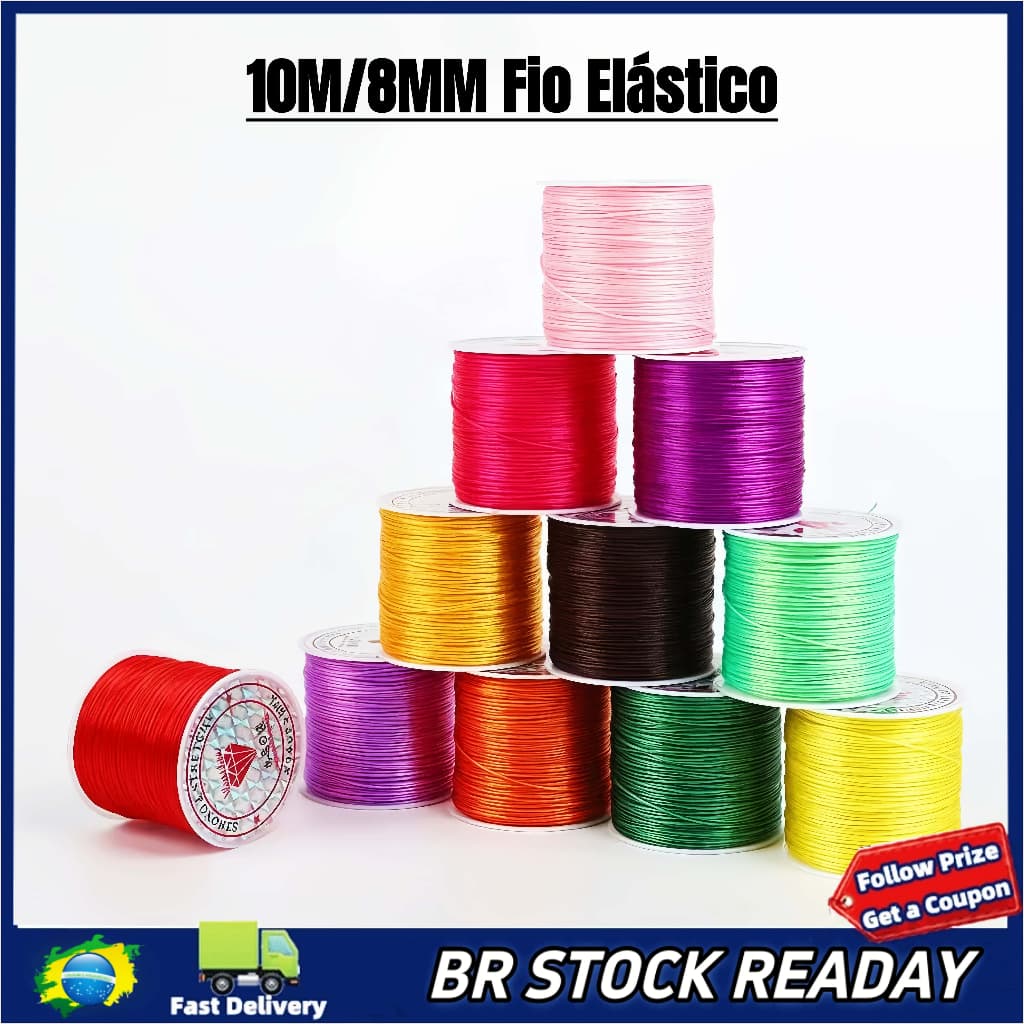 ✅[BR Seller]Rolo Fio Elástico Stretch 10 metros 0.8mm Elastano Spandex Costura Perucas Artesanato Pulseira Colar