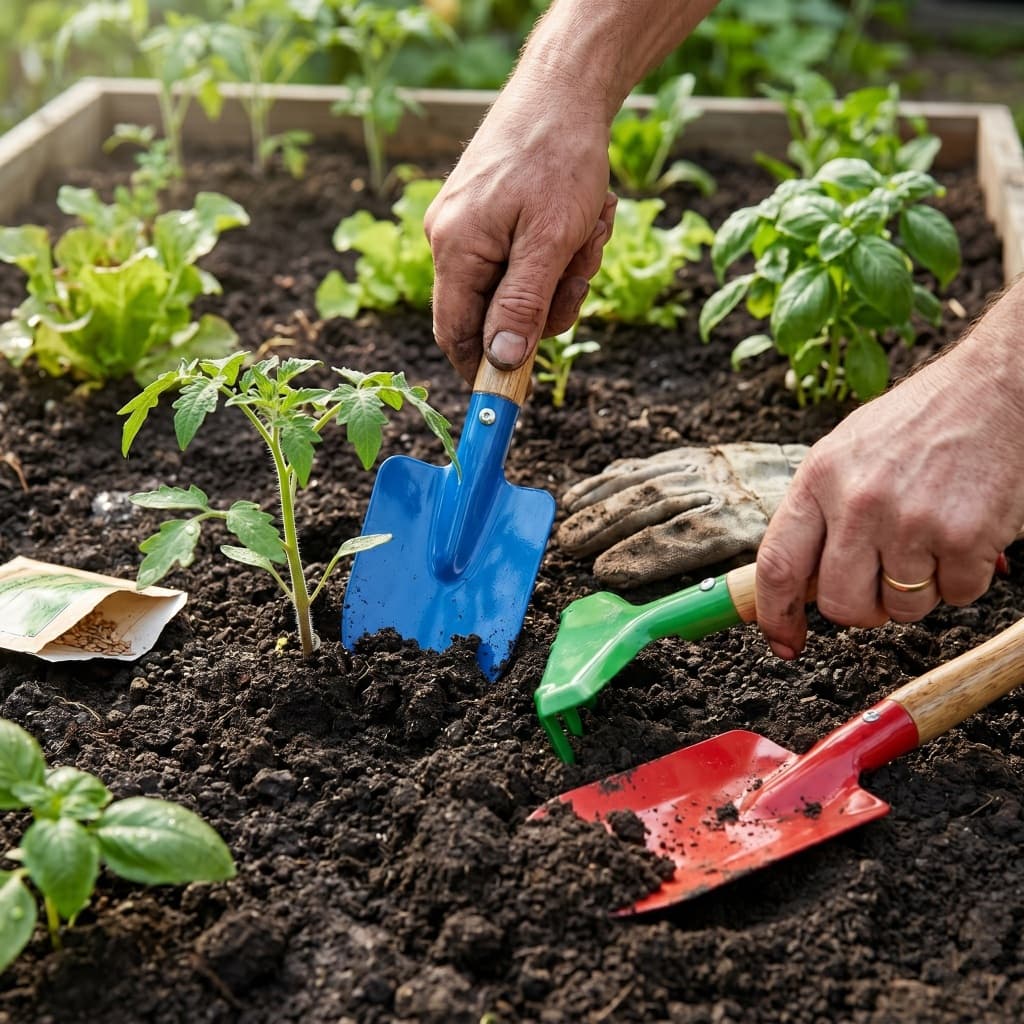 Kit Jardinagem Ferramentas Metal com Cabo de Madeira Pá Ancinho Jardim Completo
