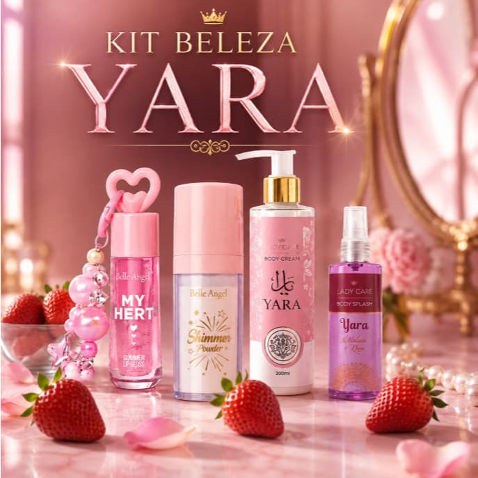 Kit Beleza Yara Gloss Iluminador Body Cream Body Splash tudo para uma Pele Irradiante e Perfumada