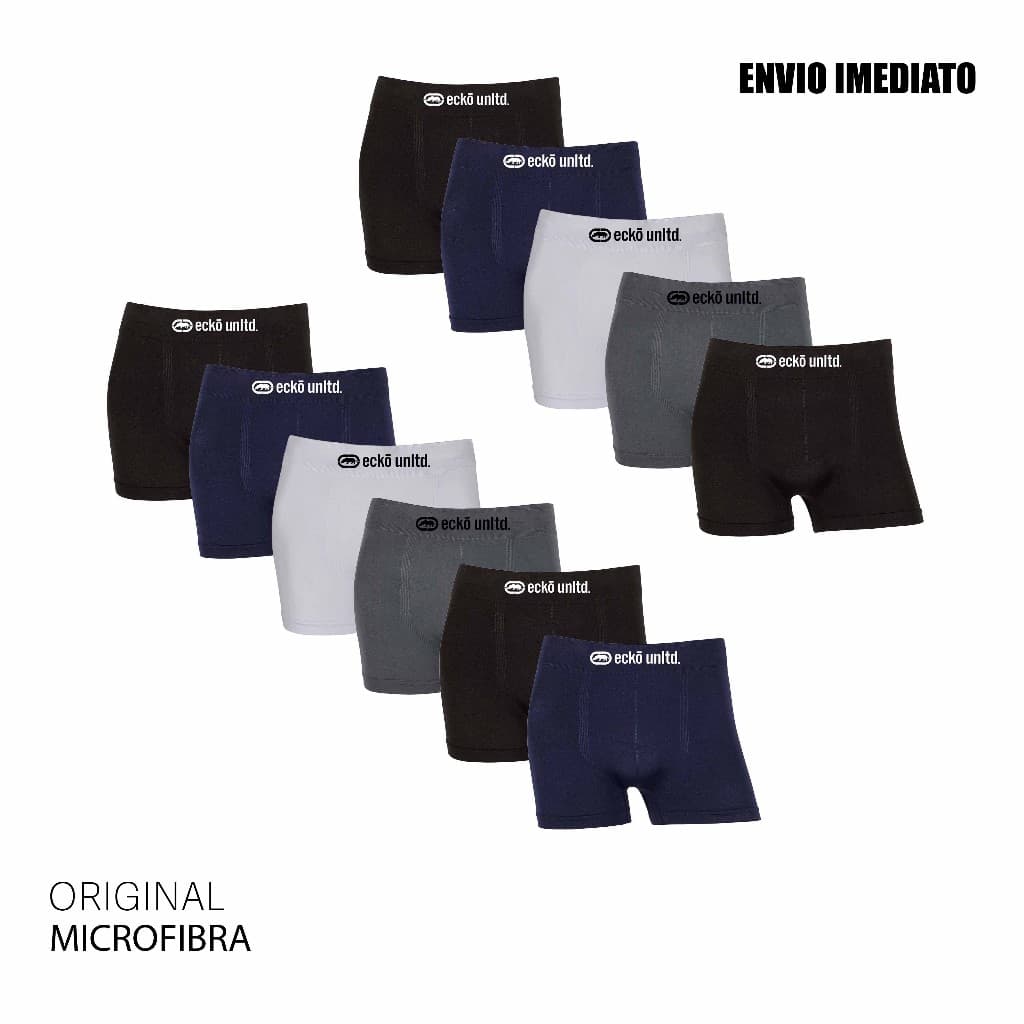 Kit 5 ou 11 cuecas boxer microfibra Original marca Ecko Sem Costura