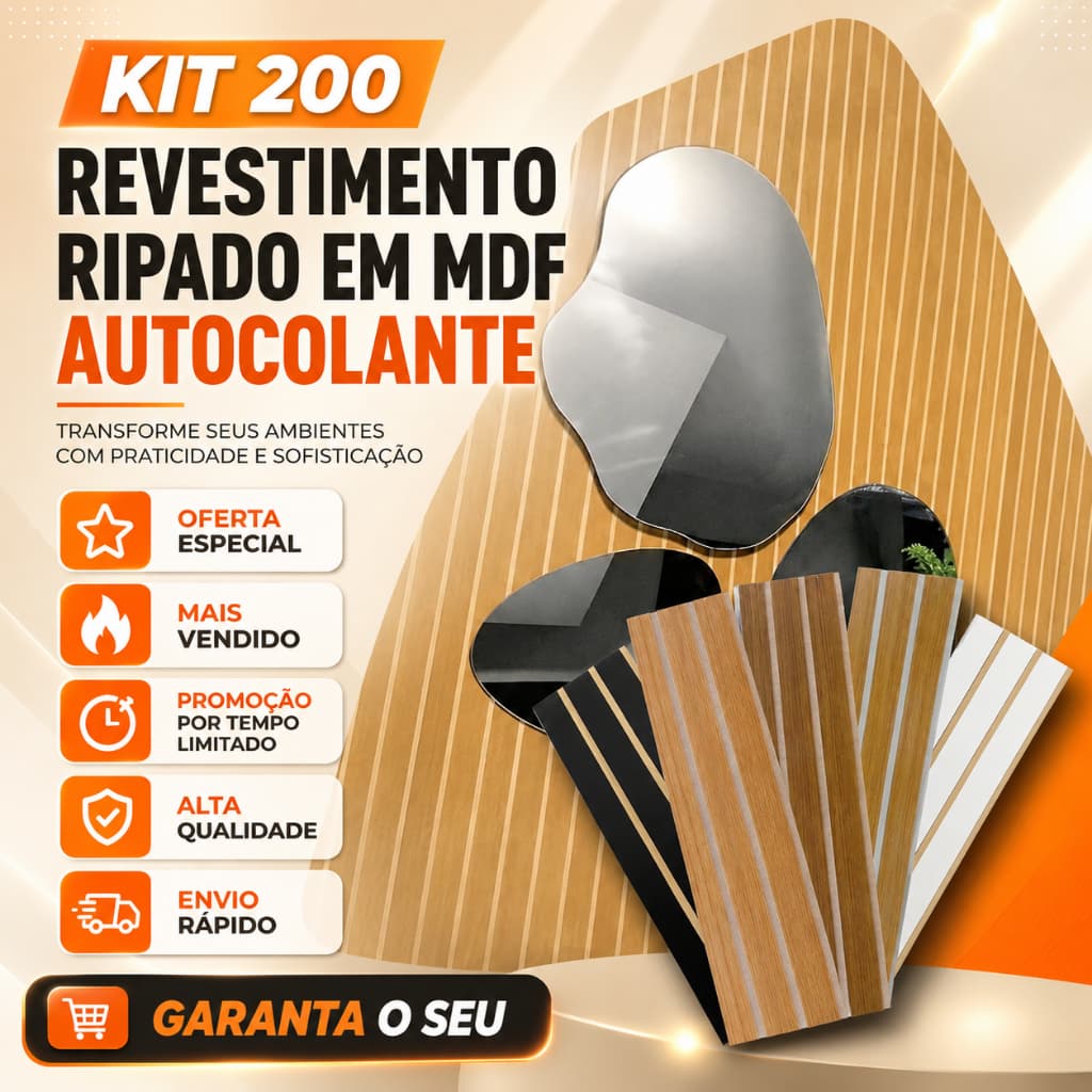 Kit ATÉ 250 Placas Painel Ripado Decorativo MDF 45x11 De Alta Qualidade - KITS DIVERSOS - ENVIO FULL