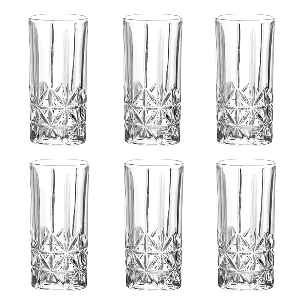 Jogo De 6 Copos Altos Vidro Resistente Moon Stone 360ml Cor Transparente